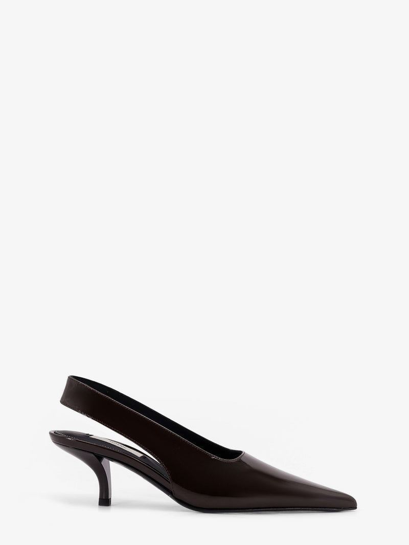 Toteme Toteme Patent Leather Slingback Pumps Brown - World Class Fashion