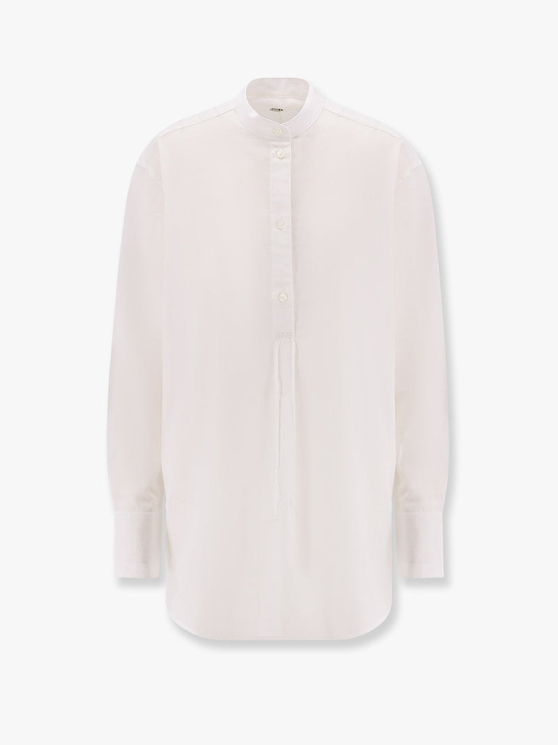Toteme Toteme Stand Collar Organic Cotton Shirt White - World Class Fashion