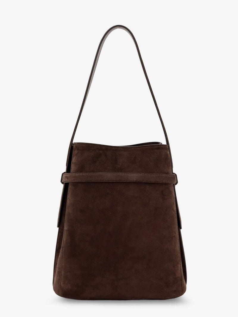 Toteme Toteme Suede Shoulder Bag Brown with Metal Detail - World Class Fashion