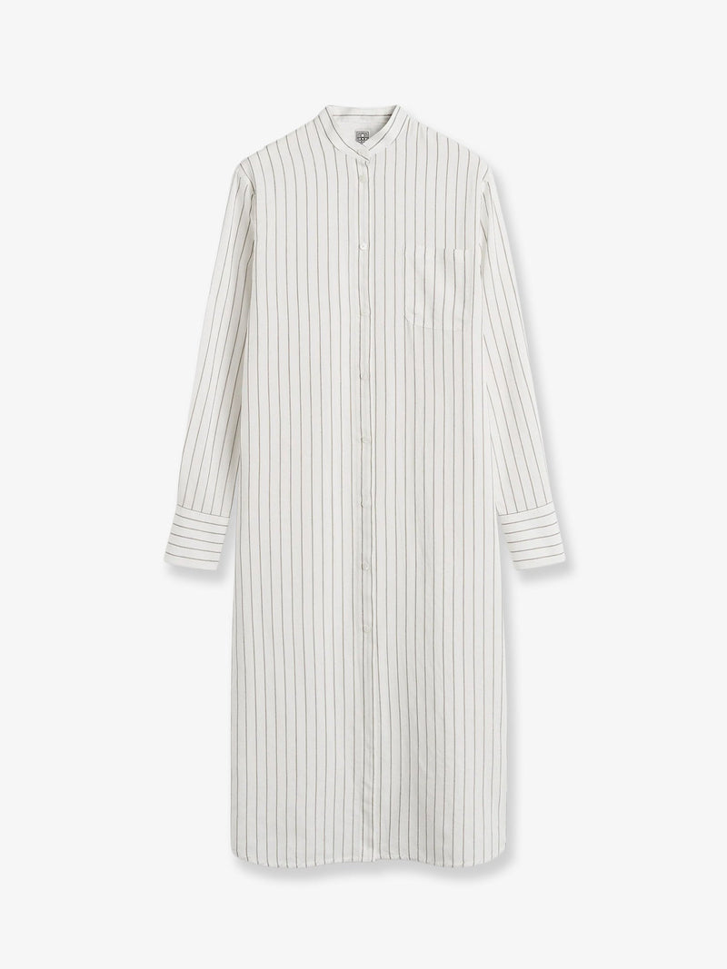 Toteme Toteme Striped Viscose Silk Cotton Dress White - World Class Fashion
