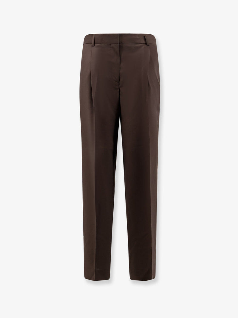 Toteme Toteme Wool Trousers with Pinces Brown - World Class Fashion