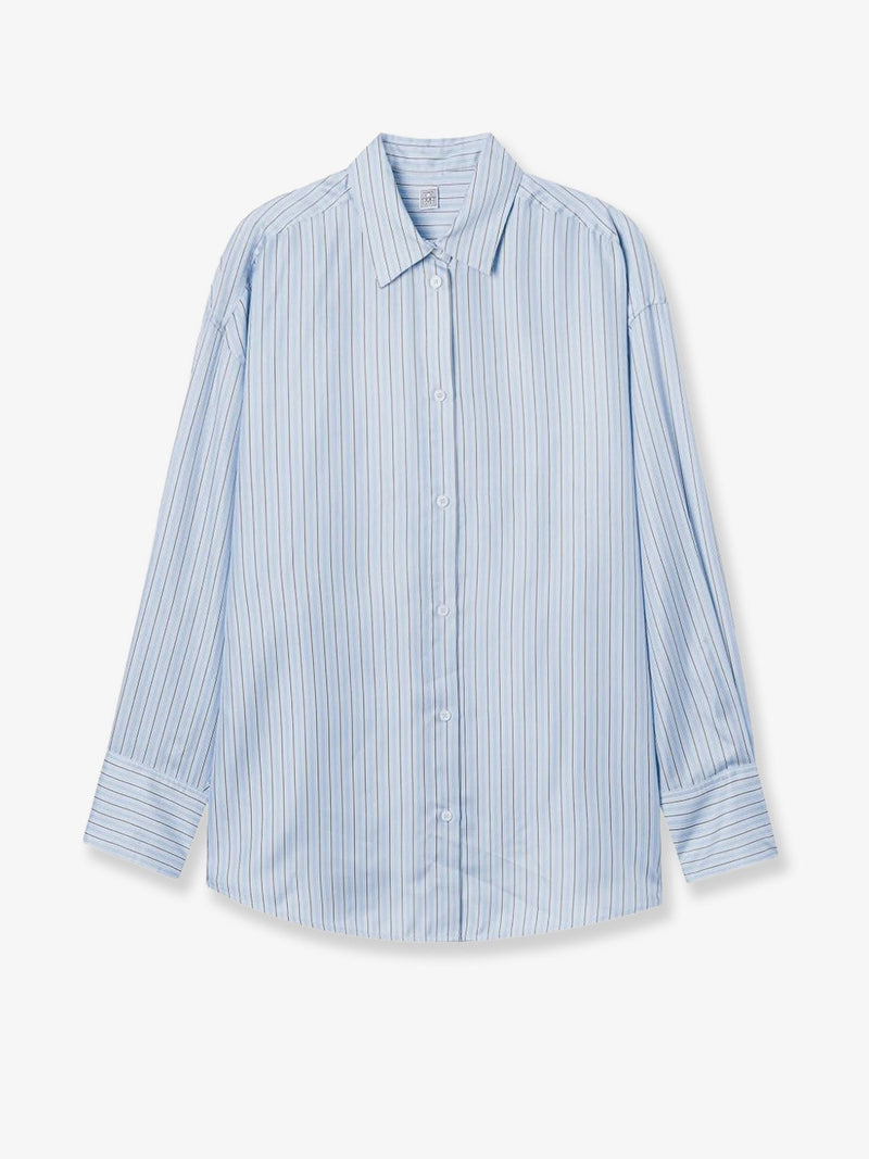 Toteme Toteme Silk Shirt With Striped Pattern Blue Women - World Class Fashion