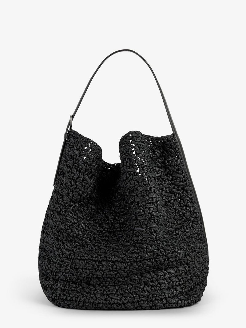 Toteme Toteme Raffia Shoulder Bag Black - World Class Fashion