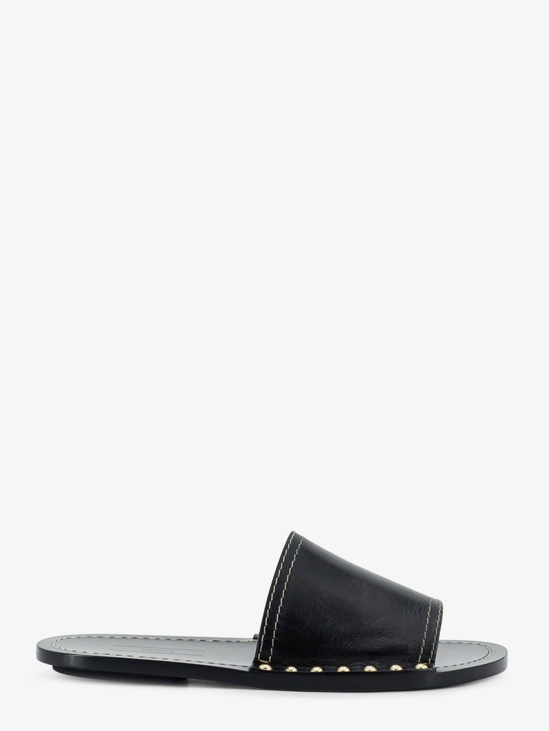 Toteme Toteme Low Leather Sandals with Metal Studs Black - World Class Fashion