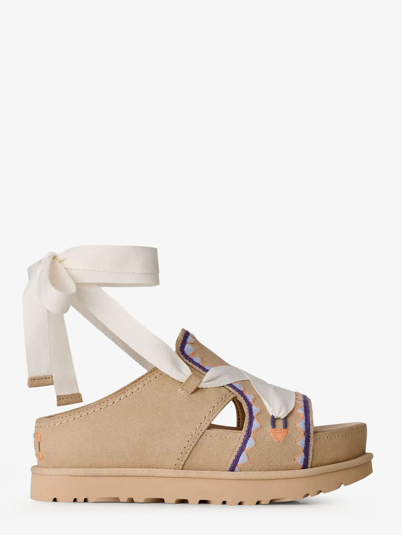 Ugg Ugg Goldenstar Hi Artistitch Suede Sandals Beige - World Class Fashion