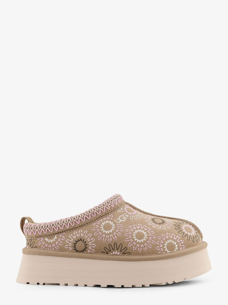 Ugg Ugg Tazz Suede Sandals Multicolor Embroidery Beige - World Class Fashion