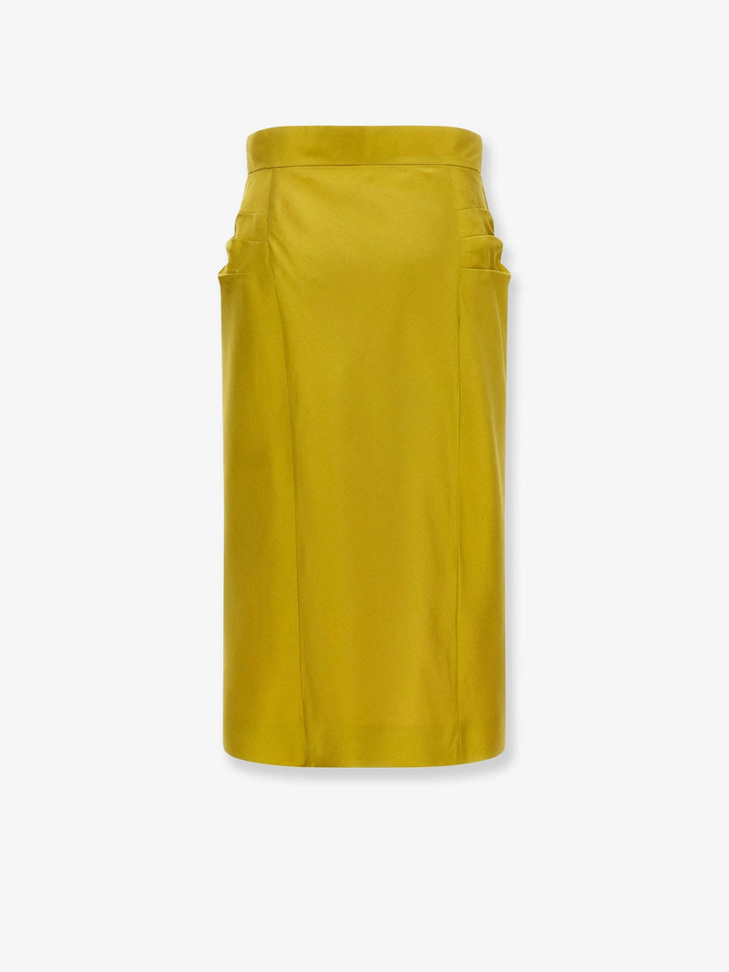 Valentino Falda midi Valentino Shantung amarilla - World Class Fashion