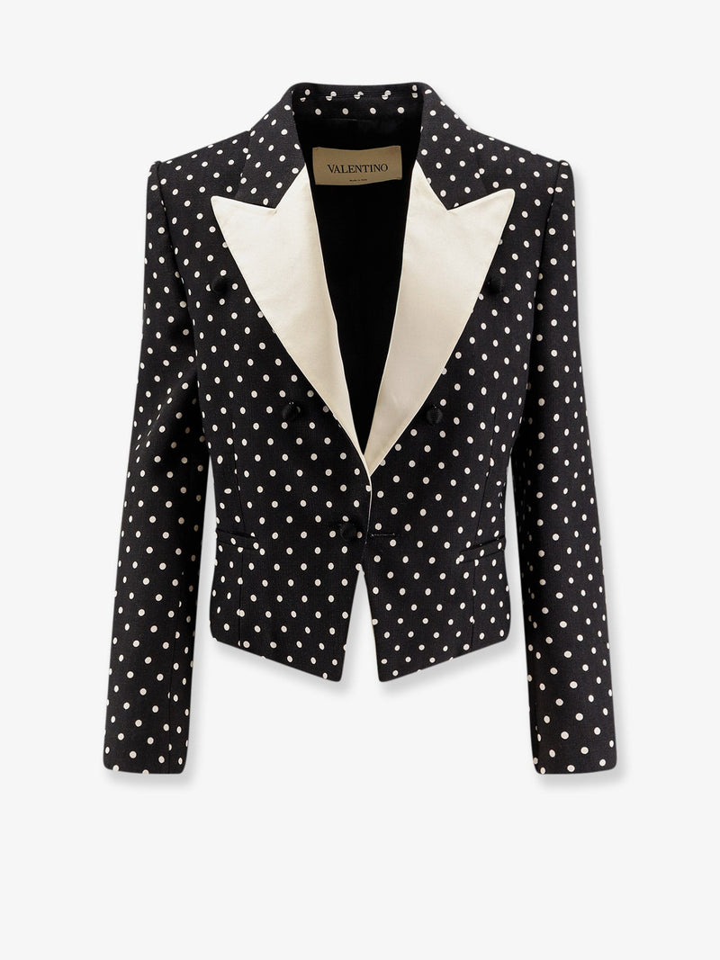 Valentino Blazer de viscosa con lunares Valentino para mujer, color negro - World Class Fashion