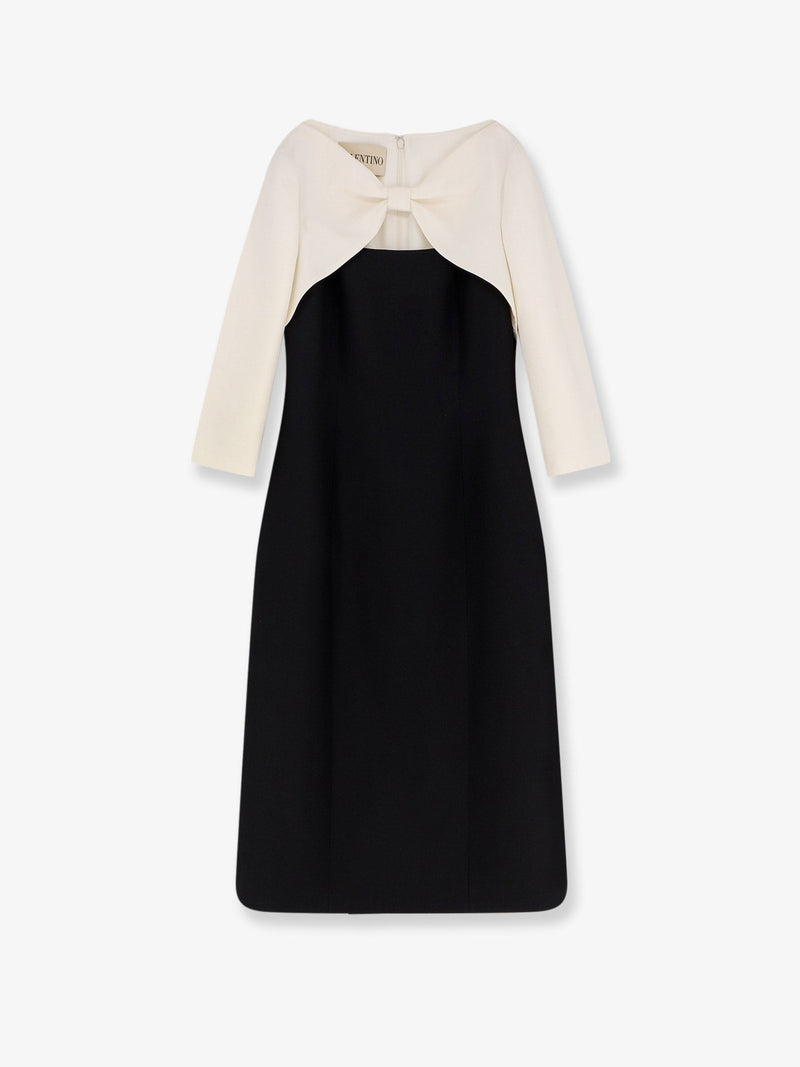 Valentino Valentino Vestido midi de crespón Negro Mujer - World Class Fashion