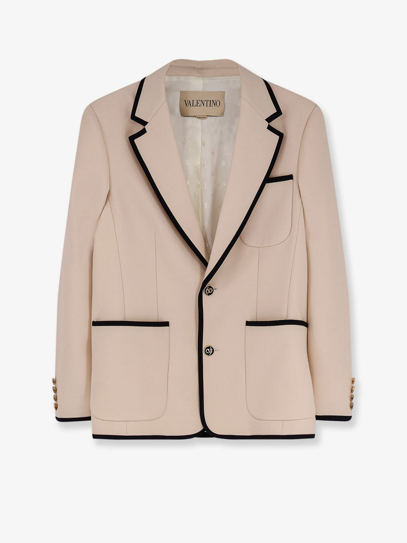 Valentino Blazer Valentino de lana virgen de botonadura sencilla blanco - World Class Fashion