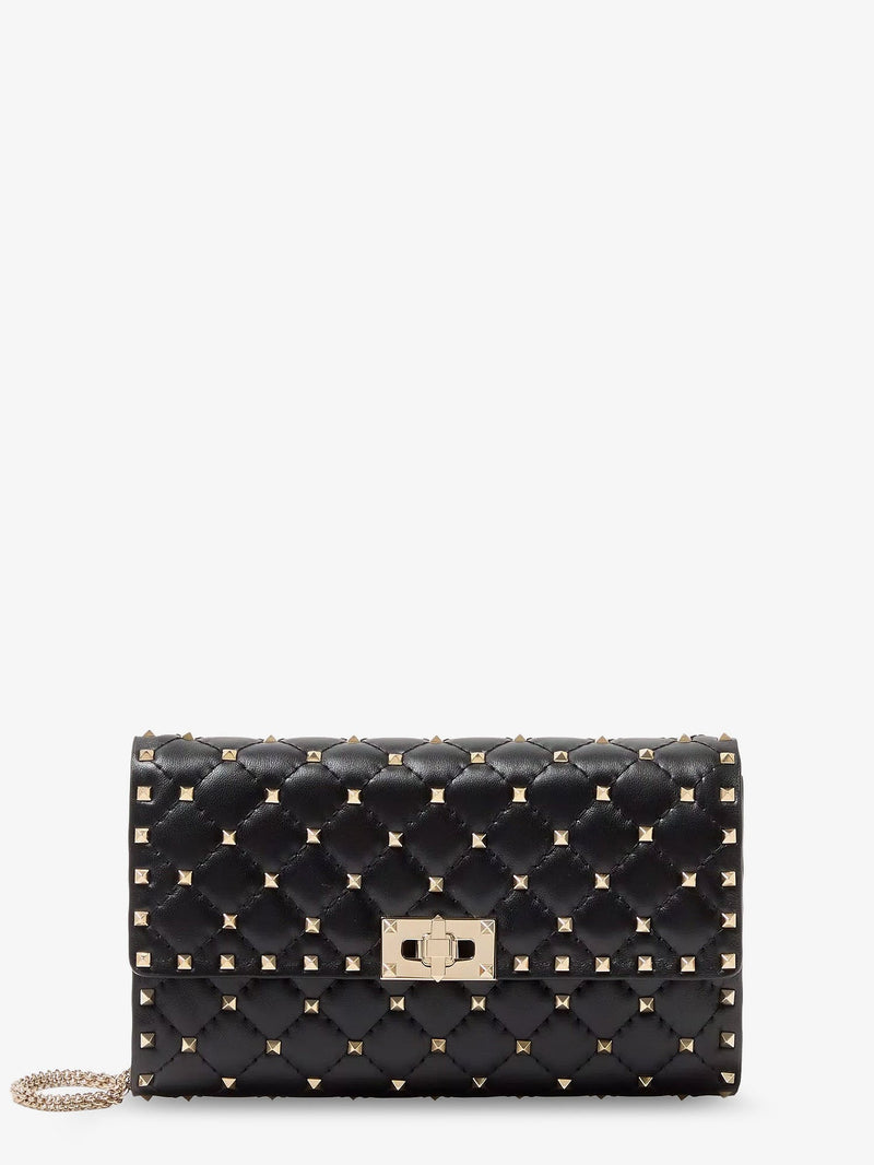 Valentino Garavani Valentino Garavani Rockstud Spike Leather Crossbody Bag Black - World Class Fashion