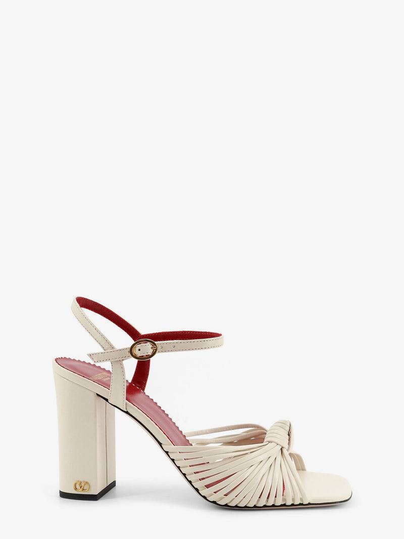 Valentino Garavani Valentino Garavani Vg Annet Leather Sandals Beige - World Class Fashion