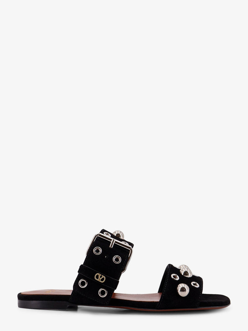 Valentino Garavani Valentino Garavani Suede Sandals with Vlogo Black - World Class Fashion