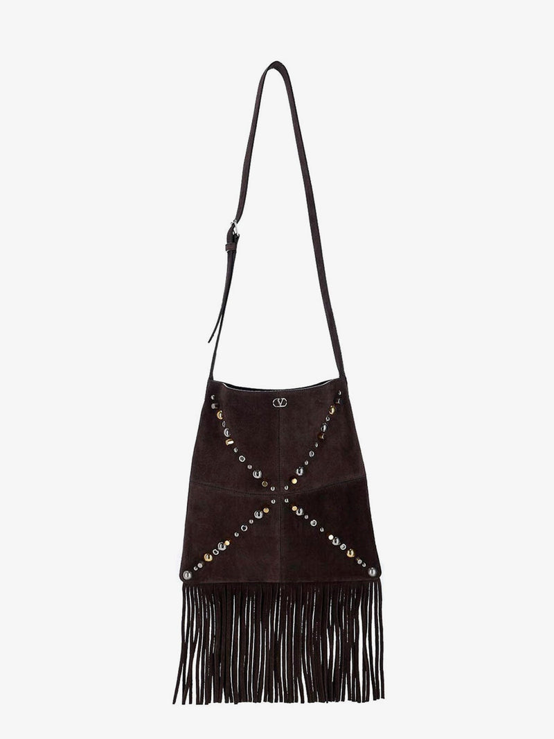 Valentino Garavani Valentino Garavani Suede Shoulder Bag Brown Men - World Class Fashion