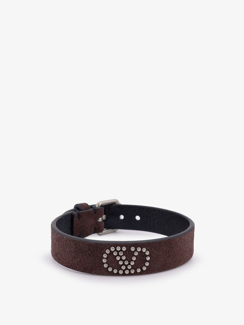 Valentino Garavani Valentino Garavani Pulsera de piel marrón - World Class Fashion