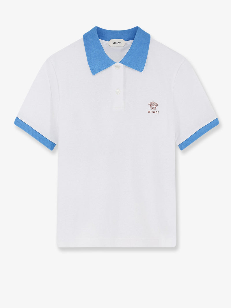 Versace Versace Cotton Polo Shirt with Medusa Embroidery White - World Class Fashion