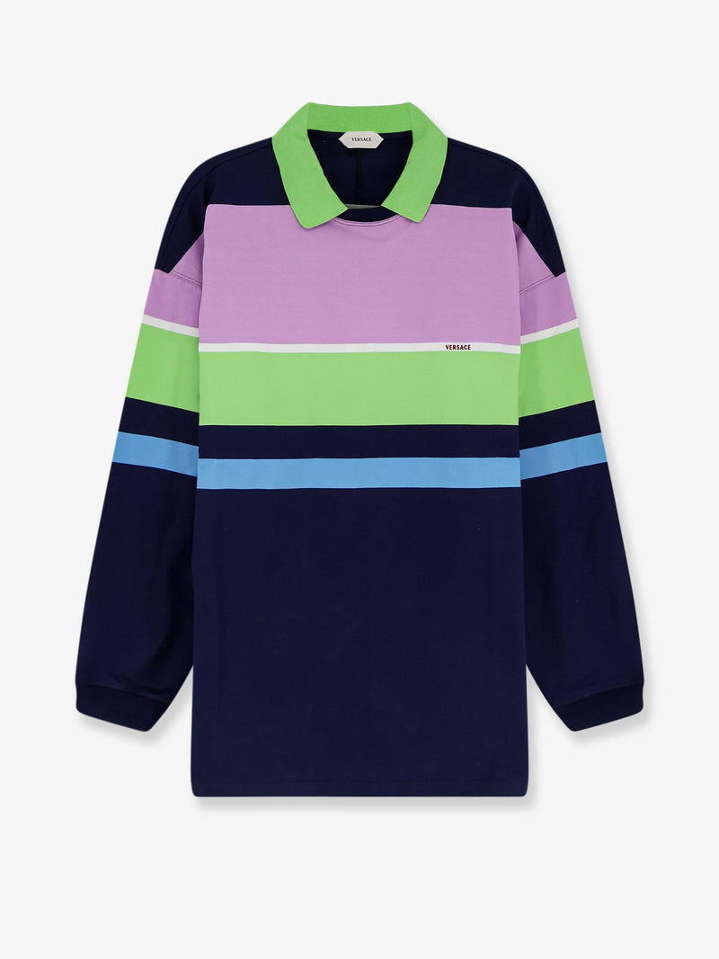 Versace Versace Multicolor Stripes Cotton Sweatshirt Blue - World Class Fashion