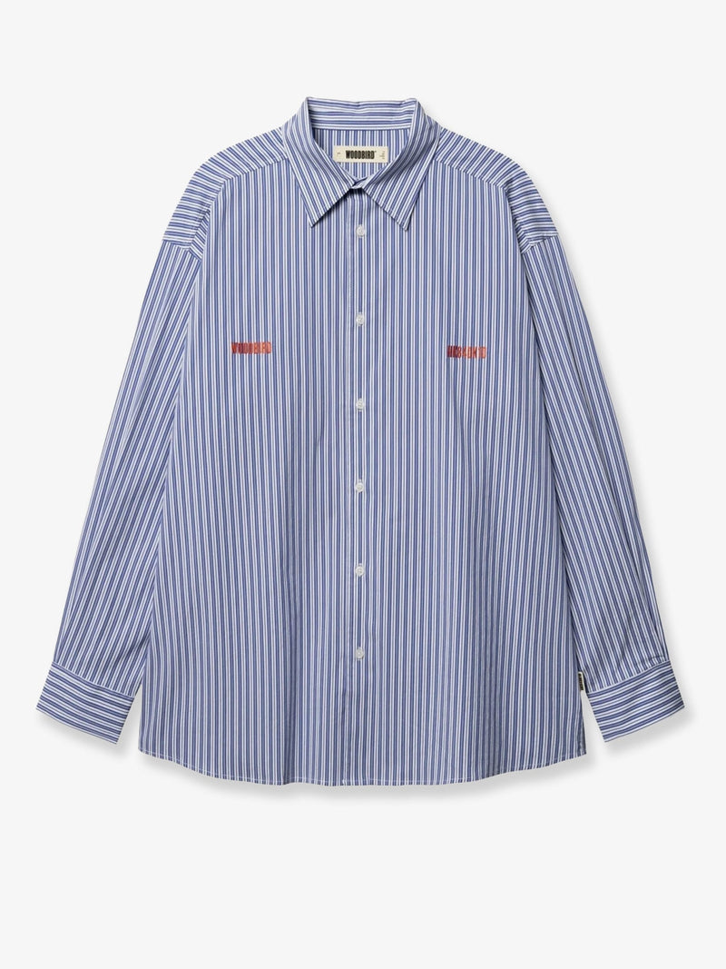 Woodbird Woodbird Brooks Lion Cotton Blend Shirt Blue - World Class Fashion