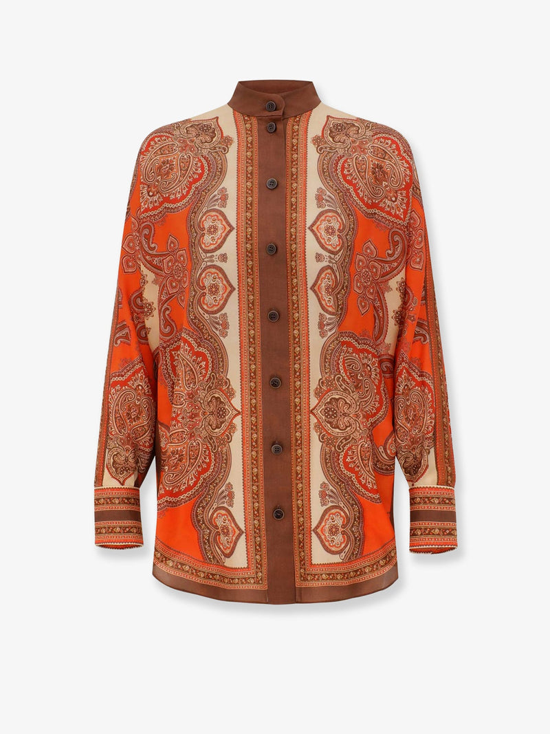 Zimmermann Zimmermann Mahon Dolman Silk Shirt Brown - World Class Fashion