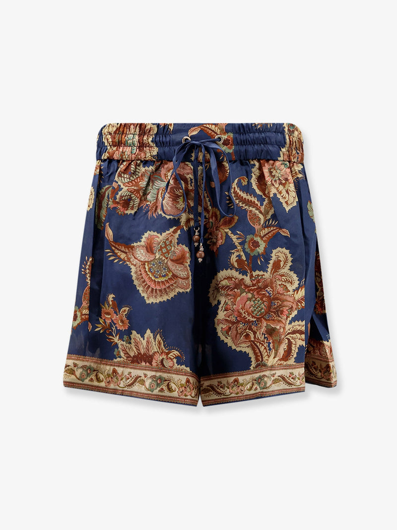 Zimmermann Zimmermann Aster Relaxed Silk Bermuda Shorts Blue - World Class Fashion