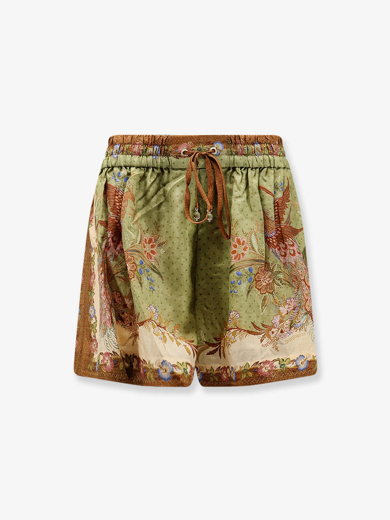 Zimmermann Zimmermann Indra Silk Shorts Green - World Class Fashion