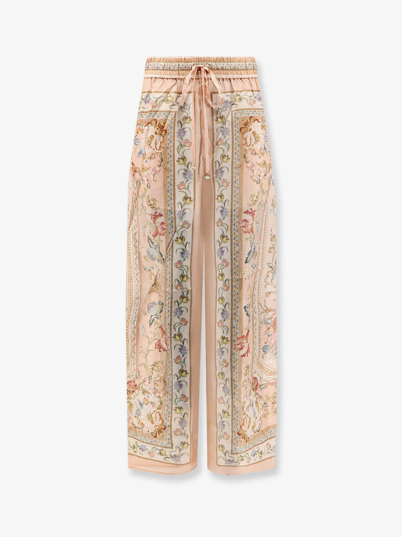 Zimmermann Zimmermann Roselight Silk Trousers Pink Tapestry Floral - World Class Fashion