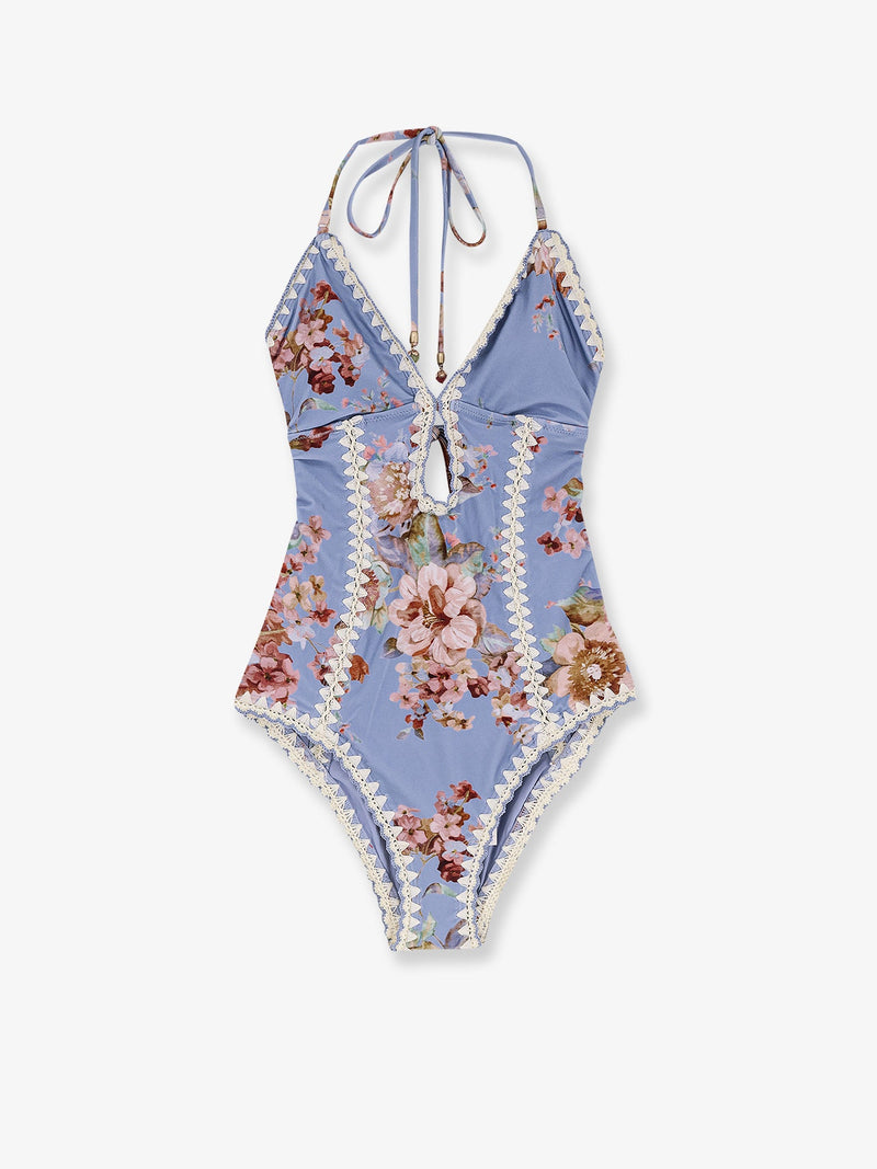 Zimmermann Zimmermann Awaken Crochet One-Piece Swimsuit Blue - World Class Fashion