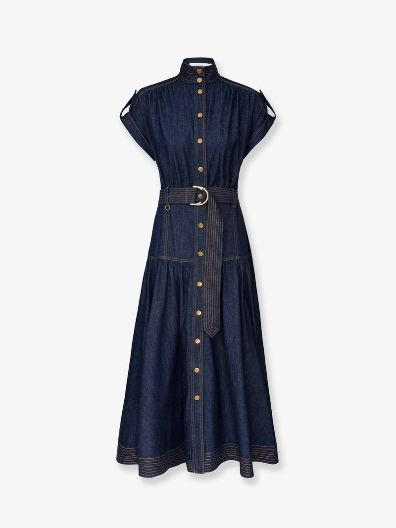 Zimmermann Zimmermann Long Denim Dress Blue - World Class Fashion