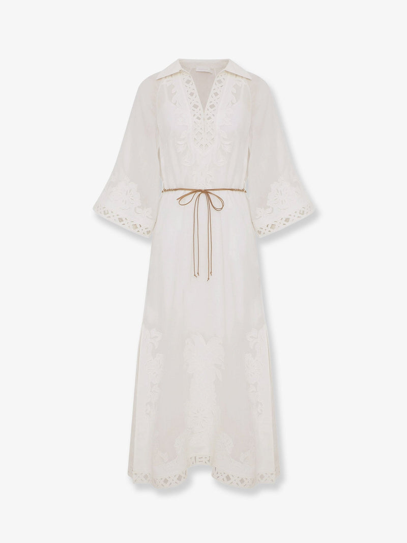 Zimmermann Zimmermann Indra Long Ramie Dress White - World Class Fashion