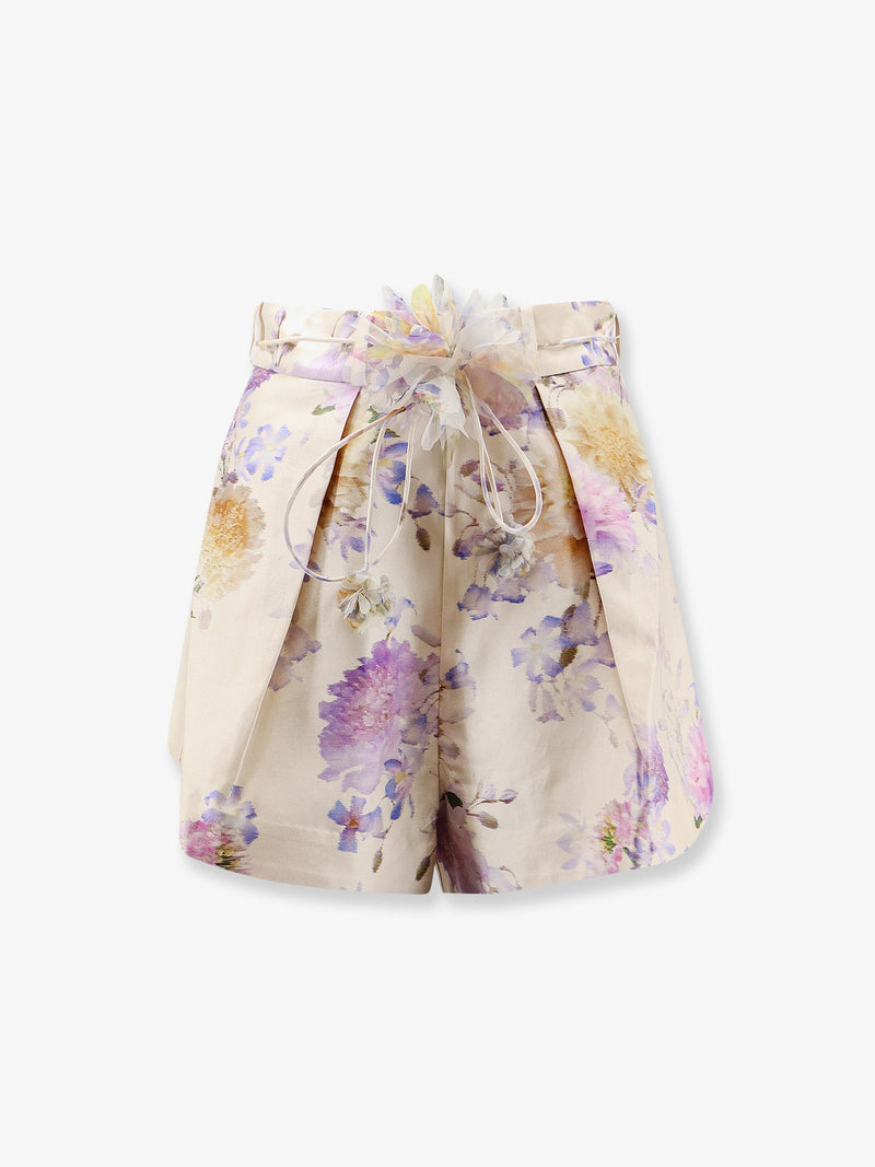 Zimmermann Zimmermann Luna Silk And Cotton Shorts Beige - World Class Fashion