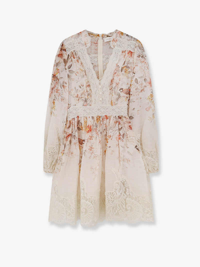 Zimmermann Zimmermann Vestido Luna de Lino y Seda Beige - World Class Fashion