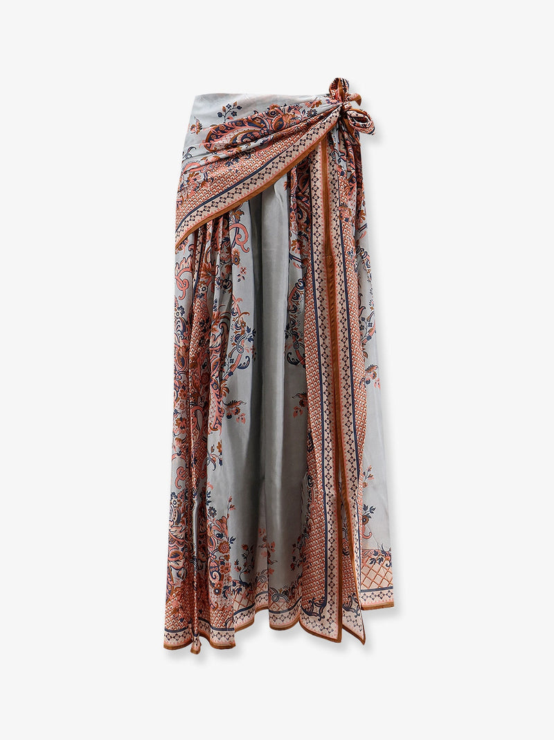 Zimmermann Zimmermann Aster Silk Midi Skirt With Paisley Print - World Class Fashion