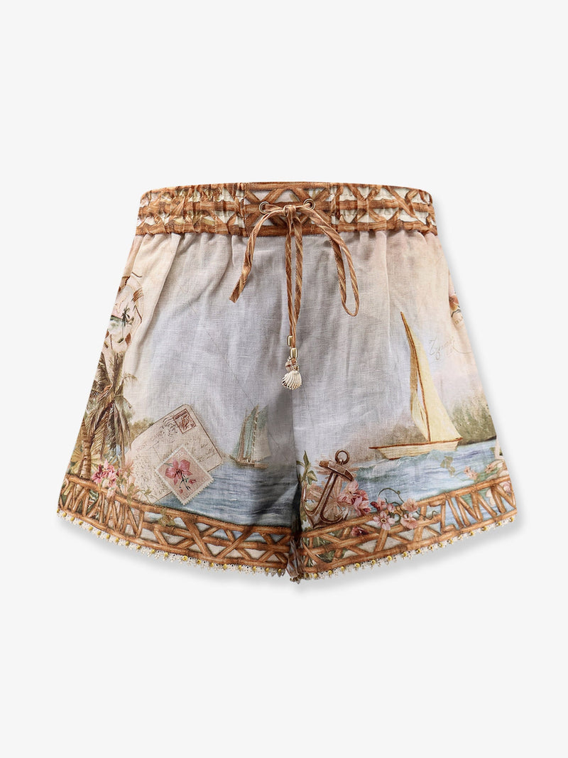 Zimmermann Zimmermann Mahon Linen Shorts Multicolor - World Class Fashion