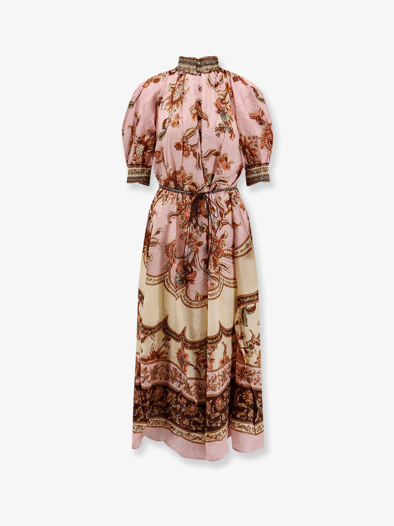 Zimmermann Zimmermann Aster Billow Silk Long Dress Pink - World Class Fashion