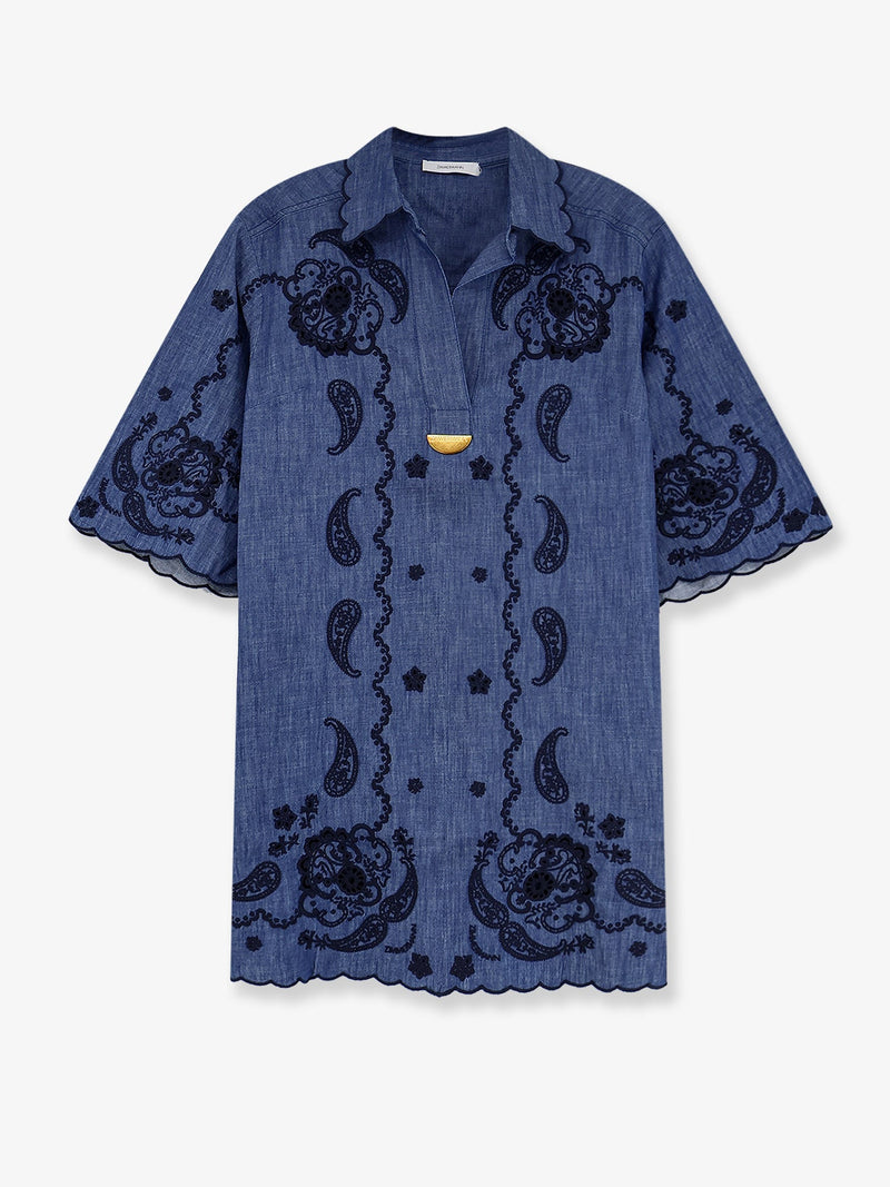 Zimmermann Zimmermann Aster Denim Mini Dress Blue - World Class Fashion