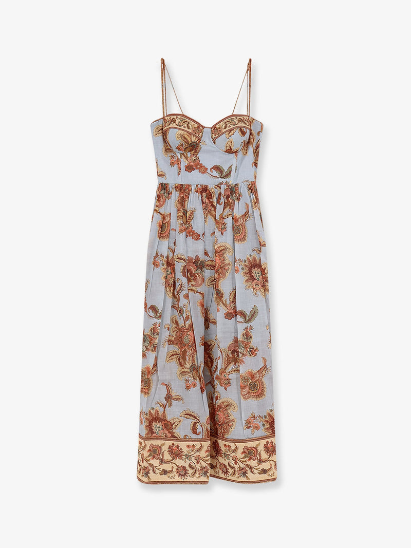 Zimmermann Zimmermann Aster Corset Cotton Midi Dress Green - World Class Fashion