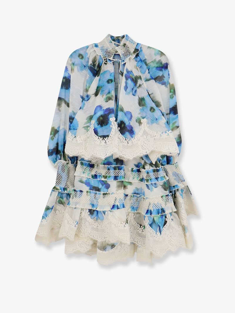 Zimmermann Zimmermann Alchemy Shirred Mini Dress Blue - World Class Fashion