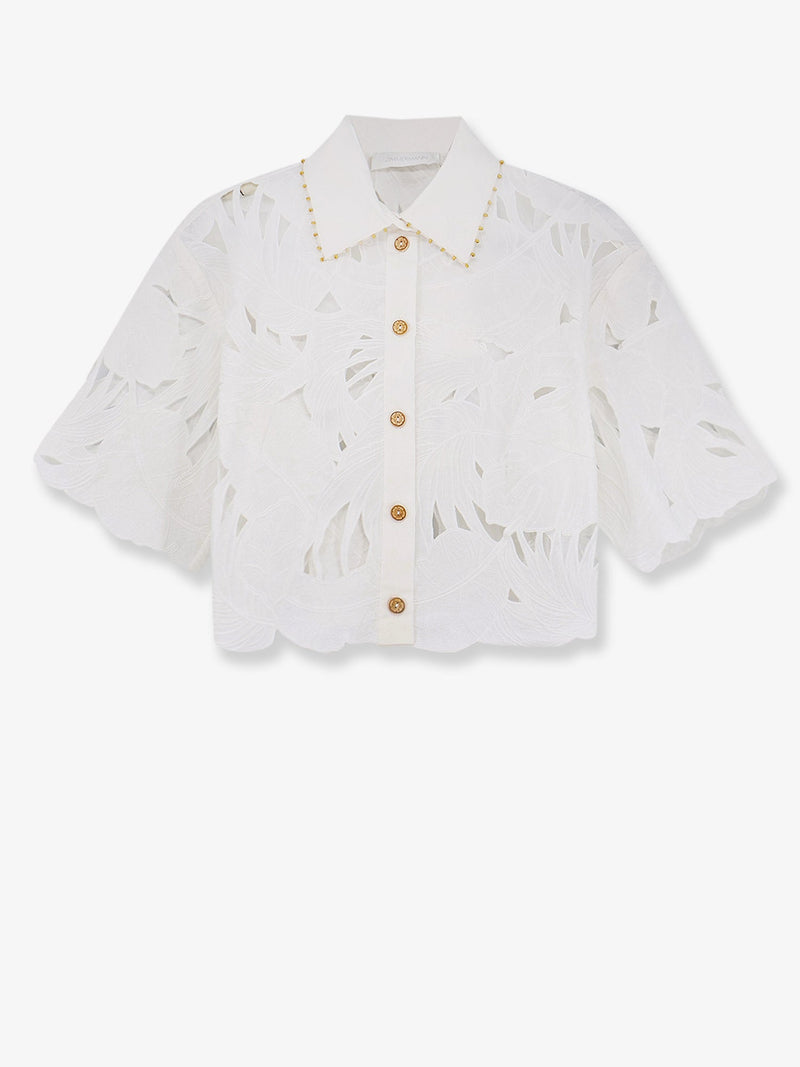 Zimmermann Zimmermann Mahon Cotton Shirt With All-Over Embroidery - World Class Fashion
