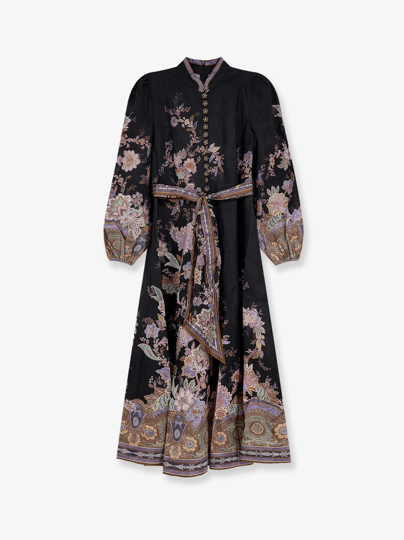 Zimmermann Zimmermann Luna Button Linen Dress Purple - World Class Fashion