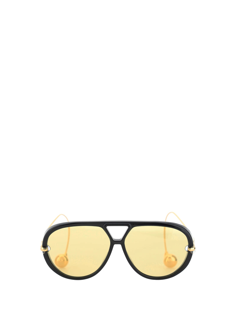 Bottega Veneta Bottega Veneta Drop Aviator Sunglasses Black-Gold-Yellow - World Class Fashion