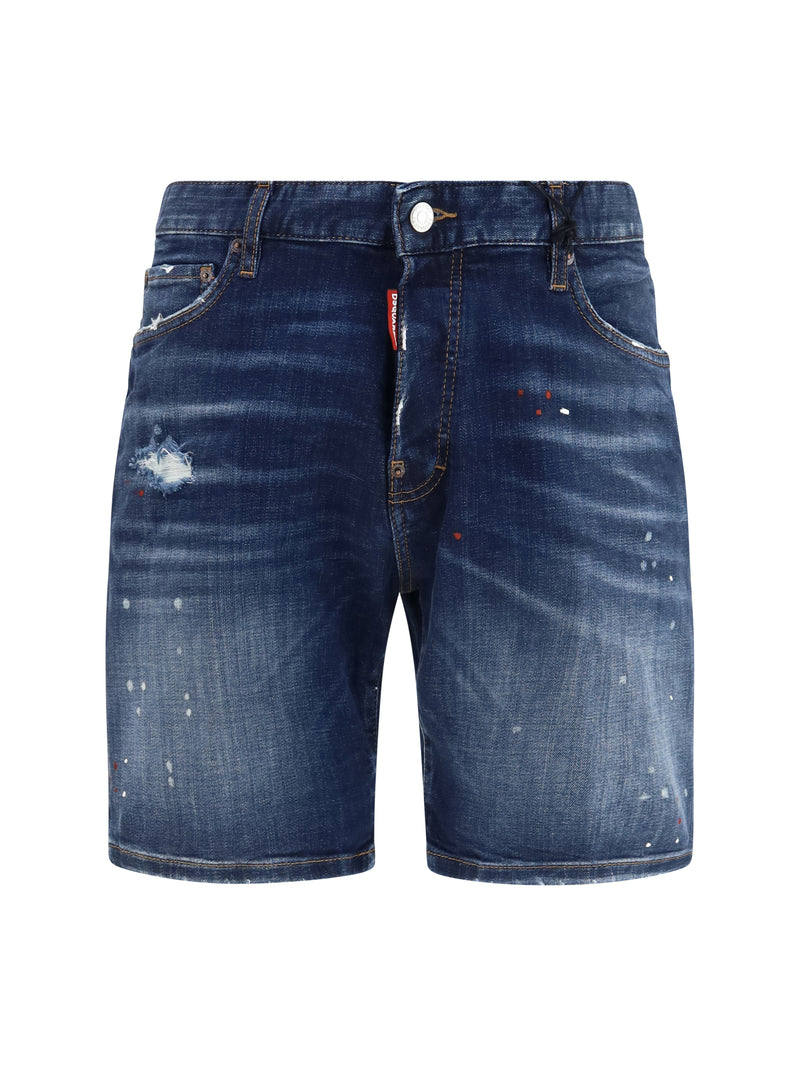 Dsquared2 Dsquared2 Distressed Denim Shorts Navy Blue - World Class Fashion