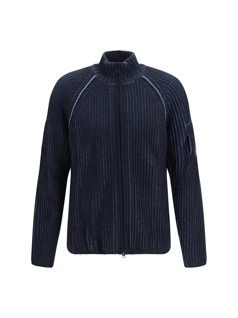 C.P. Company C.P. Company Ribbed Wool-blend Cardigan Orion Blue - World Class Fashion