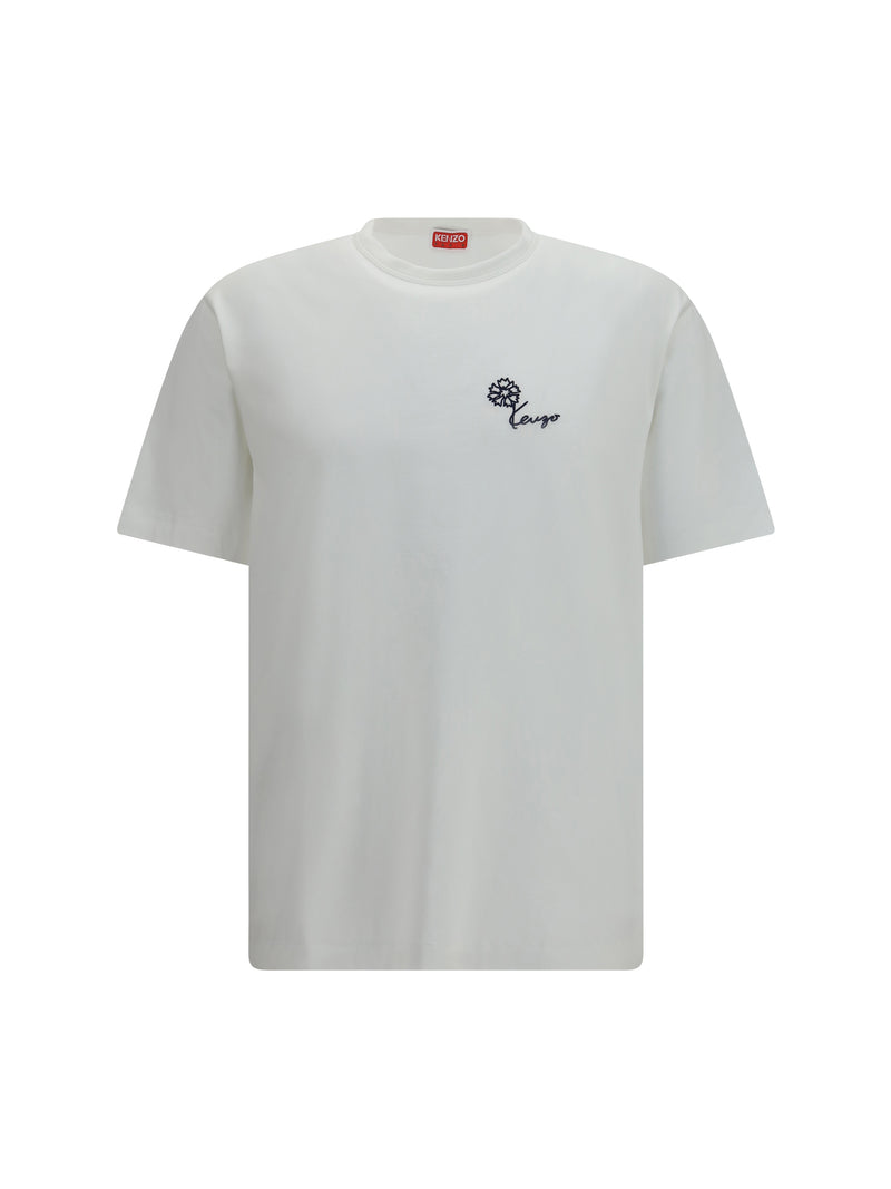 Kenzo Camiseta de algodón Kenzo con bordado de tulipán color blanco roto - World Class Fashion