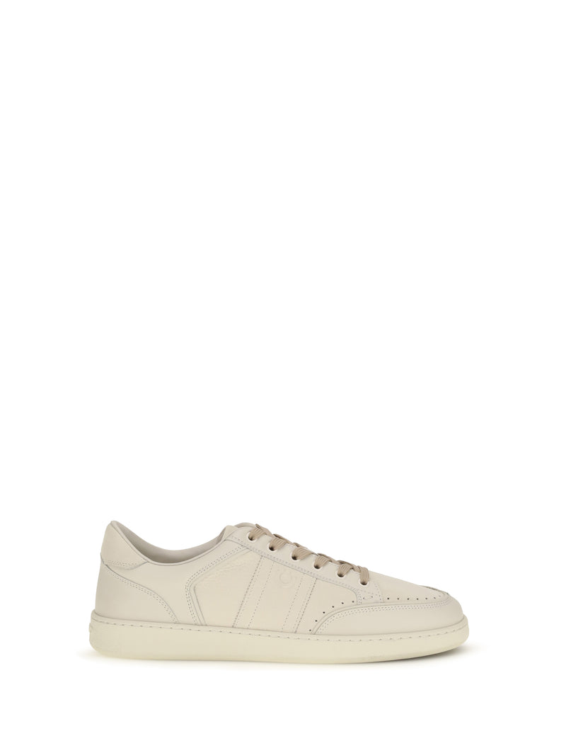 Ferragamo Ferragamo Leather Sneakers Mascarpone Men - World Class Fashion
