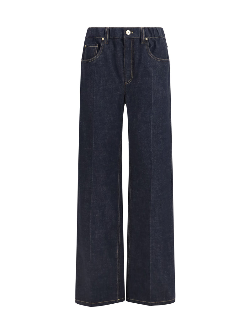 Brunello Cucinelli Brunello Cucinelli Palazzo Denim Pants Blue Women - World Class Fashion