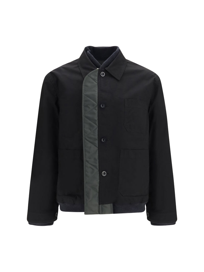 Sacai Sacai Nylon Ripstop Twill Bomber Jacket Black/Dark Khaki - World Class Fashion
