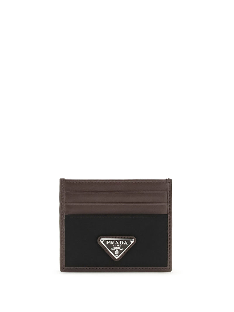 Prada Prada Leather and Fabric Card Holder Nero - World Class Fashion