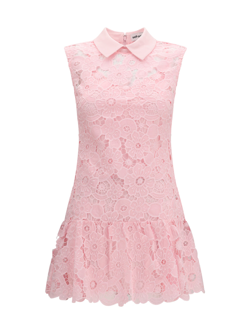 Self-portrait Self-portrait Guipure Mini Dress Pink - World Class Fashion