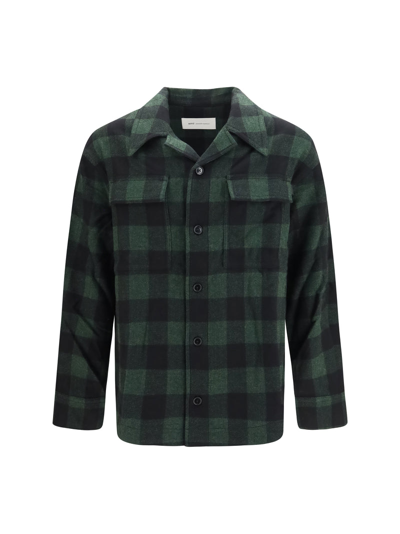 AMI Paris AMI Paris Checked Virgin Wool Shirt Green/Black - World Class Fashion