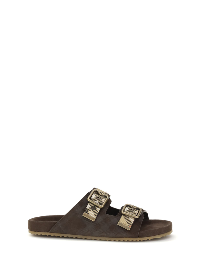 Burberry Burberry Check Suede Urchin Sandals Snug - World Class Fashion